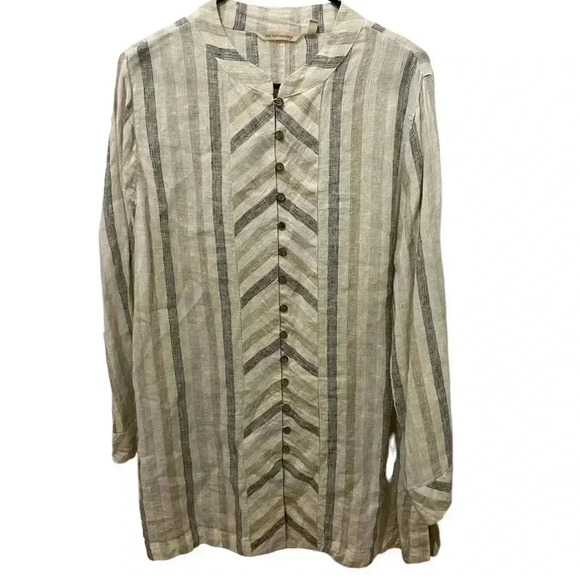 Soft Surroundings 100% Linen Striped Tunic Top - Picture 1 of 7